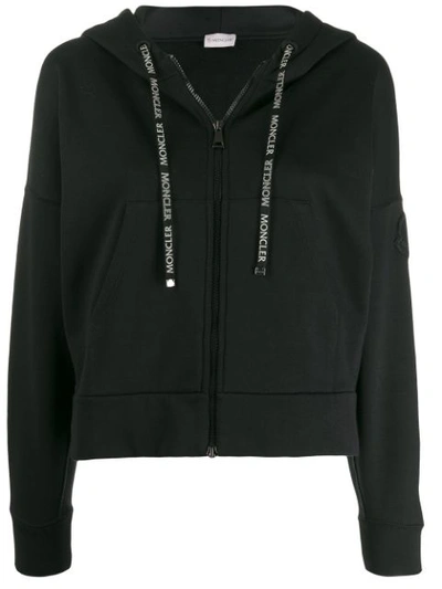 Moncler Sweatshirt In Black With Branded Drawstrings
