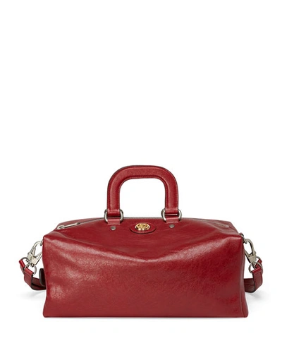 Gucci Men's Runway Soft Leather Weekender Bag W/ Backpack Straps In Red