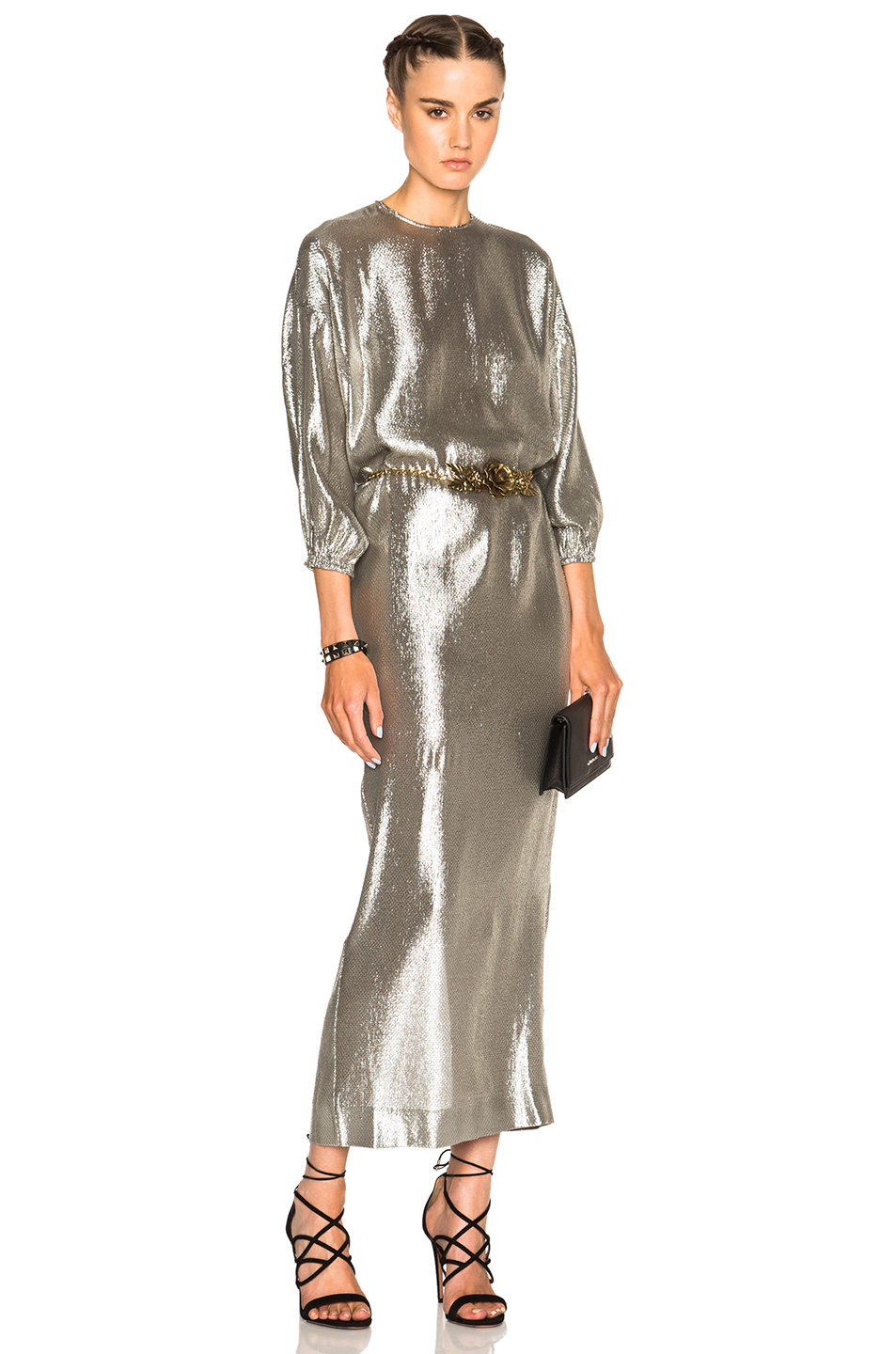 silver lame dress