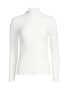 Theory Ribbed Viscose Turtleneck Top In White