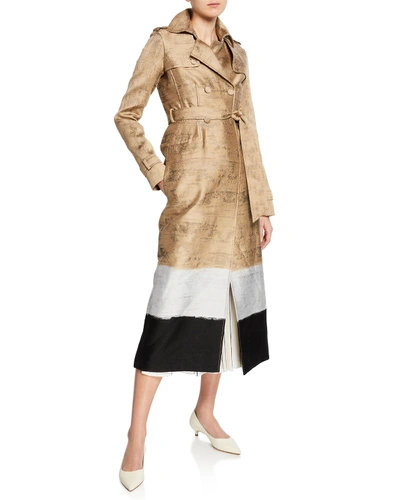 Gabriela Hearst Ceuta Colorblocked Trench Coat In Camel