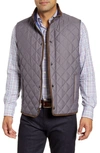 Peter Millar Men's Quilted Suede-trim Vest In Smoke