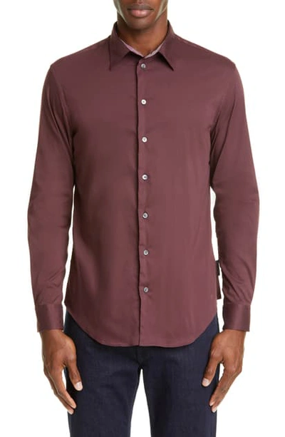 Emporio Armani Men's Solid Sport Shirt With Contrast Detail In Red