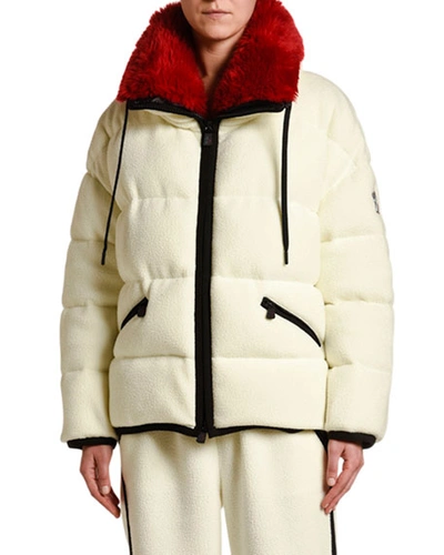 Moncler Oversized Faux-fur Collar Coat In White