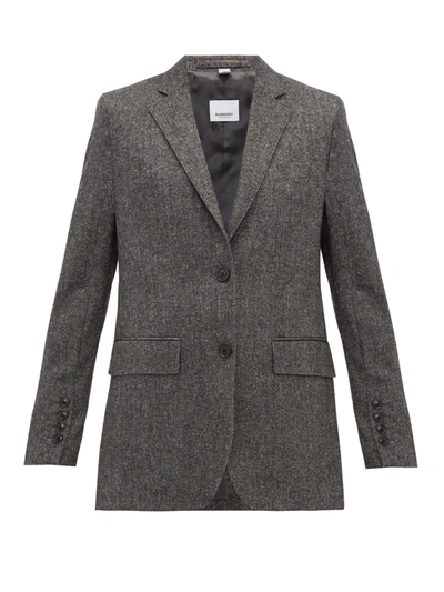 Burberry Sidon Single-breasted Wool-blend Blazer In Black,grey