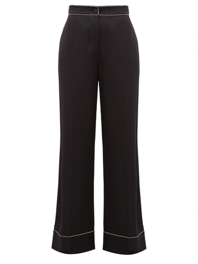 Burberry Crystal-embellished Mulberry Silk-satin Wide-leg Pants In Black
