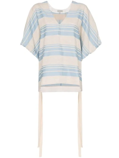 Lee Mathews Tilda Striped Linen-blend Poncho Top In Multi