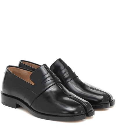 Maison Margiela Split-toe Patent-leather Collapsible-heel Loafers In Black