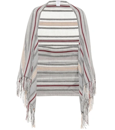 Brunello Cucinelli Fringe-trimmed Striped Shawl In Grey