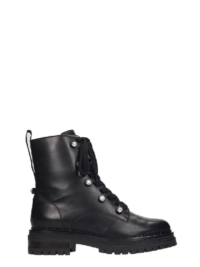 Sergio Rossi Biker Moon 015 Combat Boots In Black Leather
