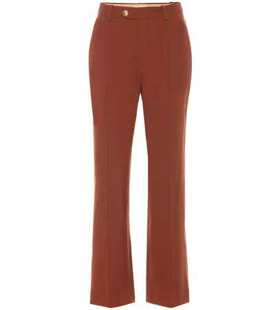 Chloé High-rise Stretch-wool Pants In Brown