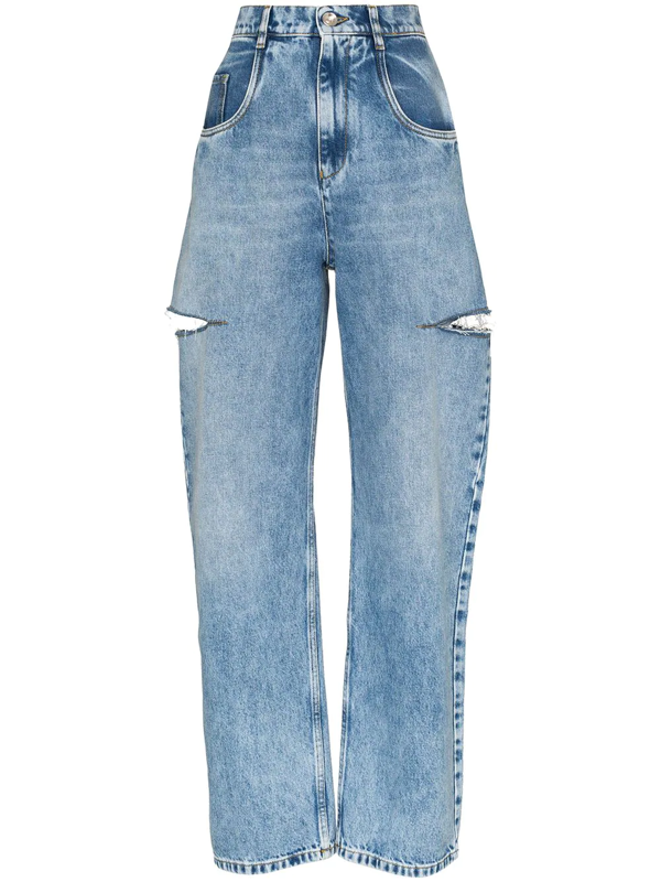 Maison Margiela Cutout Distressed High-rise Wide-leg Jeans In Blue ...