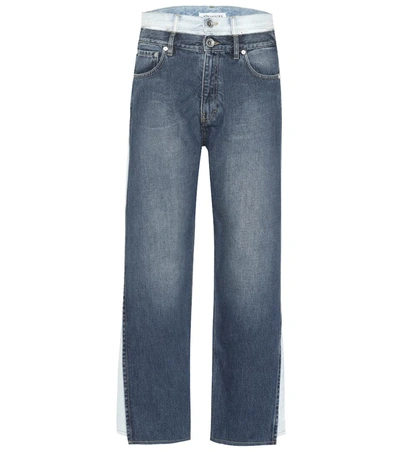 Maison Margiela Layered High-rise Cropped Jeans In Blue