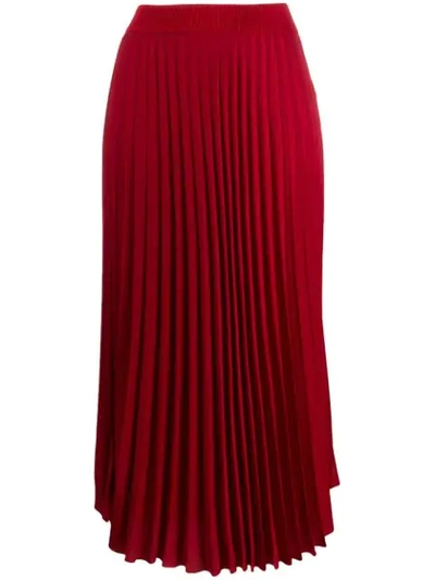 Moncler Pleated Midi Skirt In Red