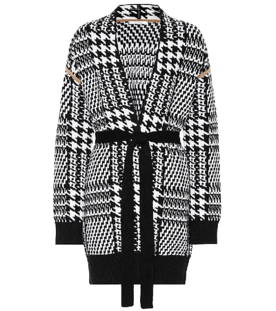 Max Mara Malizia Houndstooth Wool And Cashmere-blend Cardigan In White