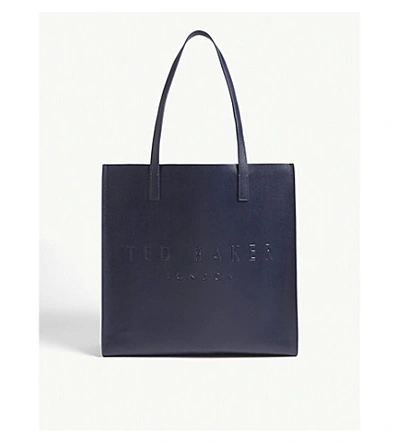 Ted Baker Icon Leather Tote Bag In Dk-blue