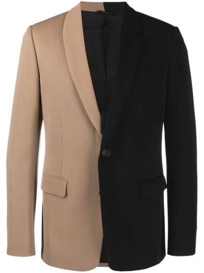 Fendi Bicolour Regular-fit Wool Blazer In Black