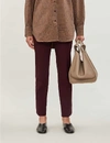 Theory Treeca Cropped Stretch-wool Tapered Trousers In Mulberry