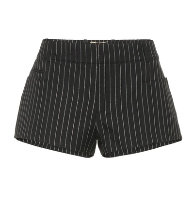 Saint Laurent Black Striped Wool-blend Shorts