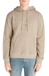 Saint Laurent Taupe Logo Hooded Cotton-blend Sweatshirt In Beige