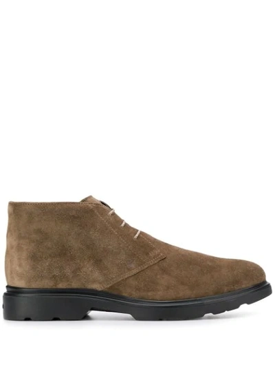 Hogan Classic Lace-up Boots In Brown