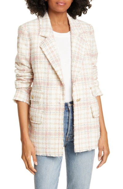 Rebecca Taylor Plaid Tweed Jacket In Cream Multi