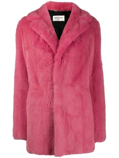 Saint Laurent Genuine Mink Fur Coat In Rose