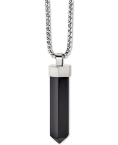 Bulova Men's Faceted Black Onyx Pendant Necklace In Stainless Steel; 26" + 2" Extender Women's Shoes