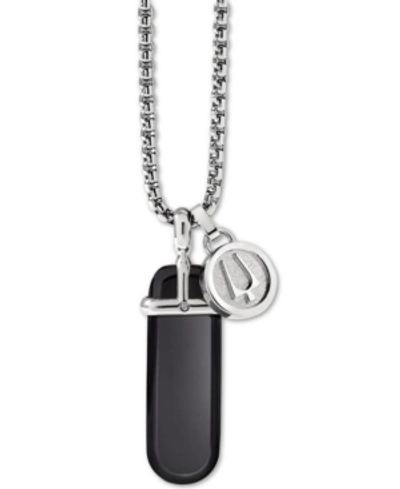 Bulova Men's Black Onyx Pendant Necklace In Stainless Steel, 26" + 2" Extender Women's Shoes