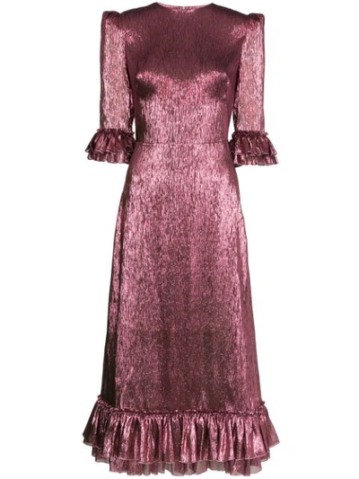 The Vampire's Wife Falconetti Metallic Silk-blend Midi-dress In Pink