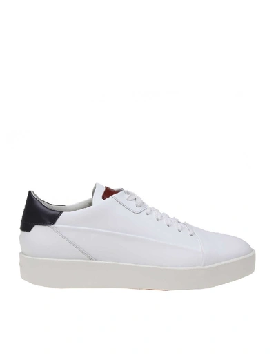 Santoni Sneakers In White Color Leather