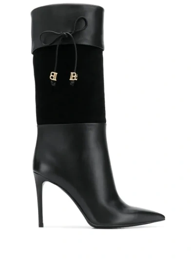 Balmain Mina Boot In Leather And Suede Color Black