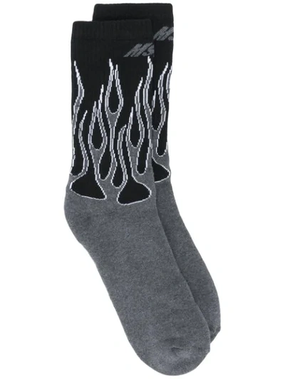 Msgm Flame Knit Sports Socks In Grey