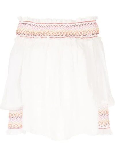 Zimmermann Off The Shoulder Blouse In White