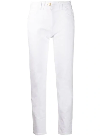 Balmain Cropped Slim Fit Jeans In White