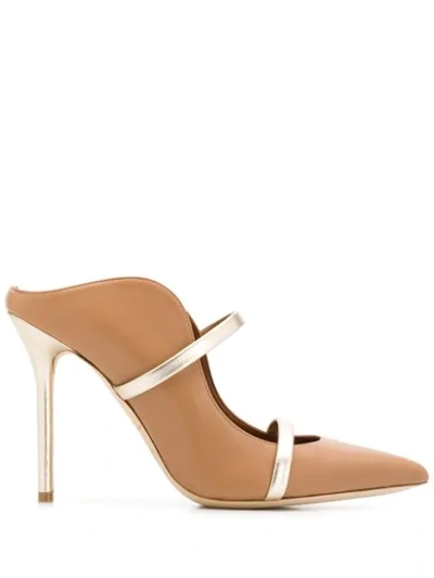 Malone Souliers Maureen 100 Two-tone Leather Mules In Neutrals