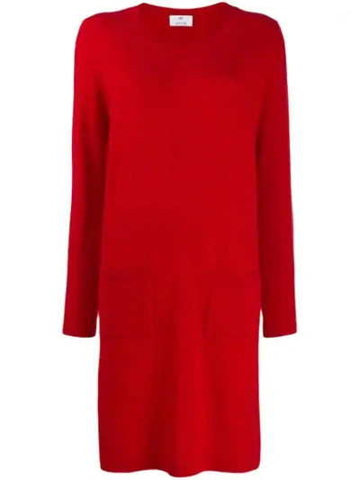 Allude Fine Knit Sweater Dress In Red