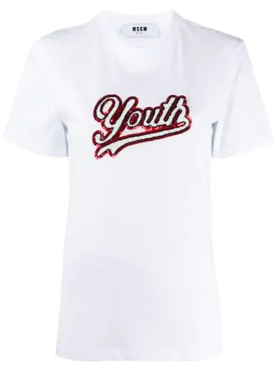 Msgm "university Of Youth" Print T-shirt In 01 White