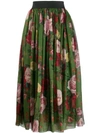 Dolce & Gabbana Midi Skirt In Baroque Rose-print Chiffon In Hv82a