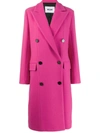 Msgm Double-breasted Coat In Pink