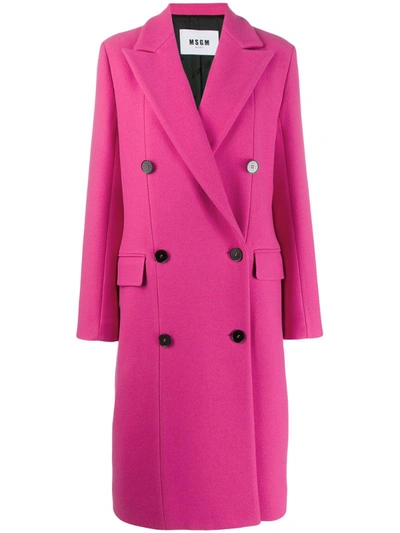 Msgm Double-breasted Coat In Pink