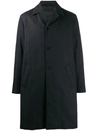 Prada Denim Overcoat In Black