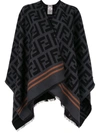 Fendi Ff Wool And Silk Shawl In Black