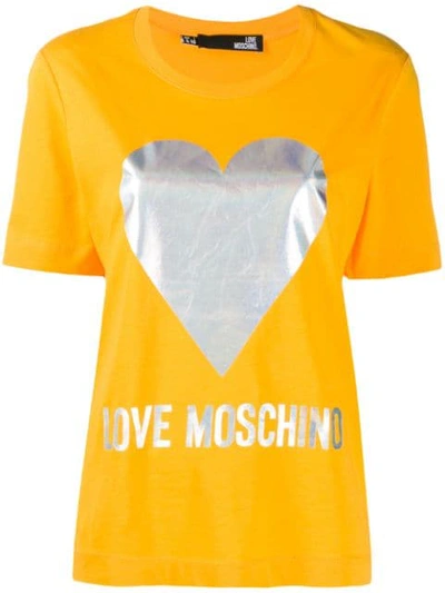 Love Moschino Printed Logo T-shirt In Yellow
