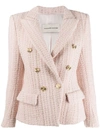 Alexandre Vauthier Double-breasted Wool-blend Tweed Blazer In Pink