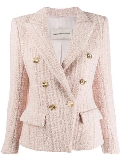 Alexandre Vauthier Double-breasted Wool-blend Tweed Blazer In Pink