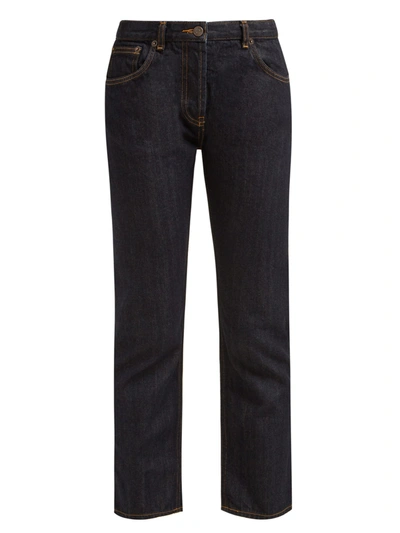 The Row Ashland Cropped Mid-rise Straight-leg Jeans In Navy Blue