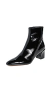 Vince Lanica Patent Leather Ankle Boots In Black Leather