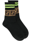 Fendi Ribbed Ff Logo Ankle Socks In F0300-black3