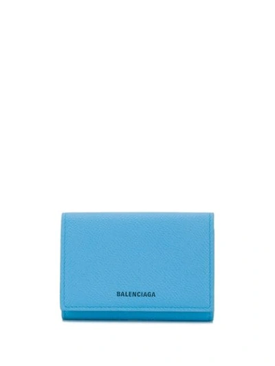 Balenciaga Ville Accordion Wallet In Blue